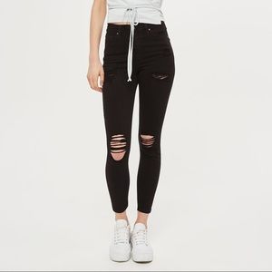 TOPSHOP MOTO Jamie high waisted black ripped jeans